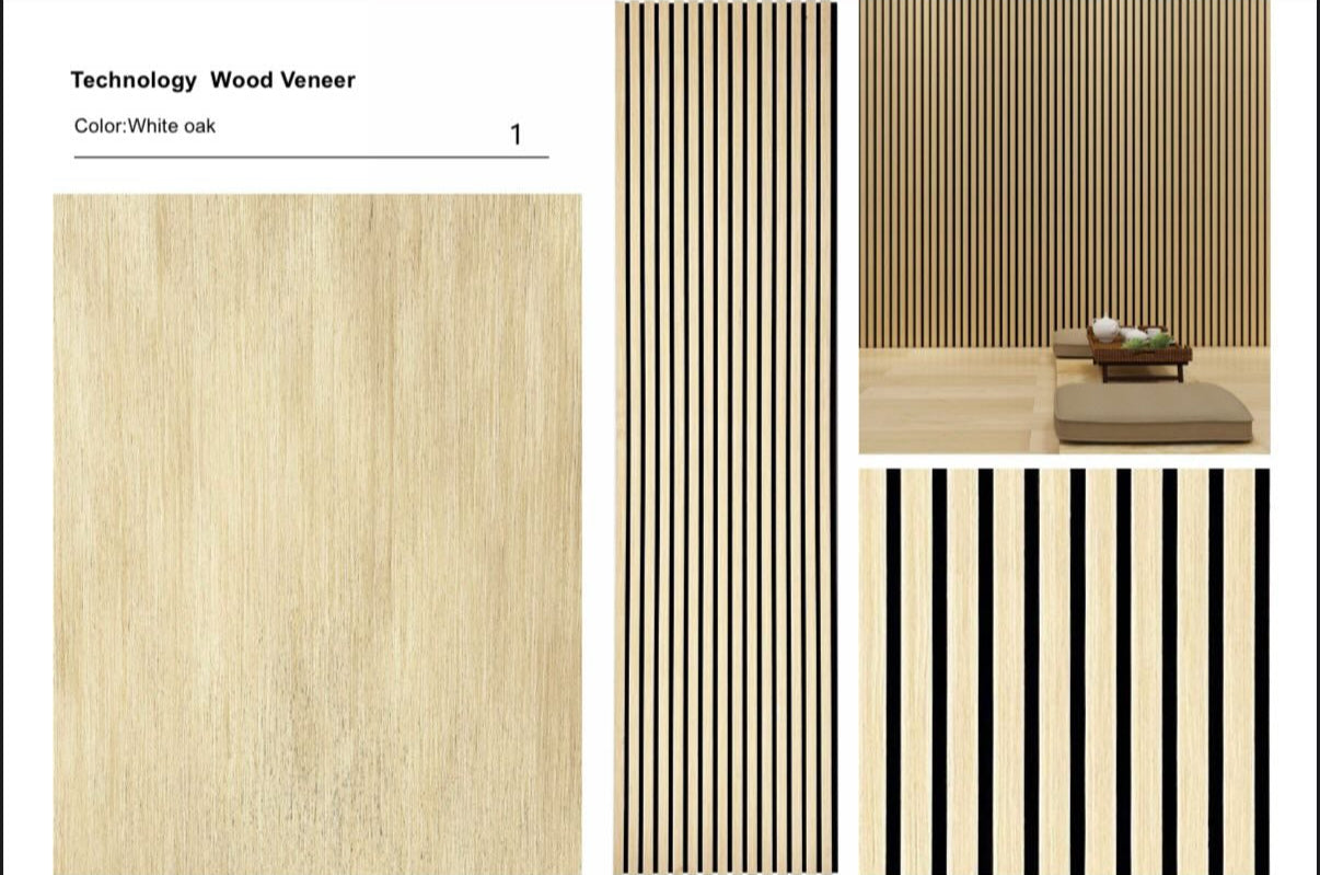 Akoestische wandpanelen White Oak – 270 x 60 x 2,2 cm