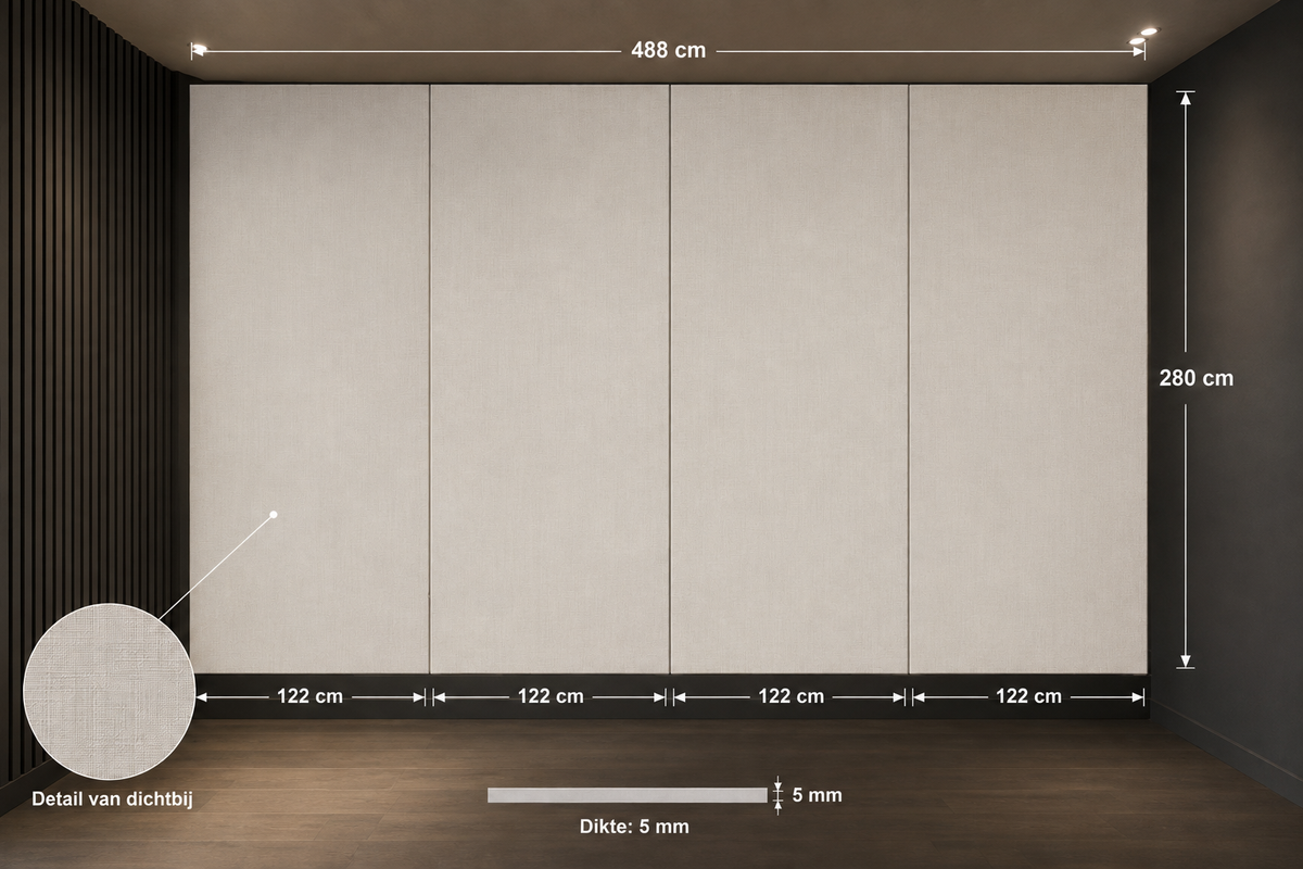 Bamboe plaat BEIGE kleurcode 99 Natural Look 280×122 cm – Natuurlijke Wandbekleding | 5 mm