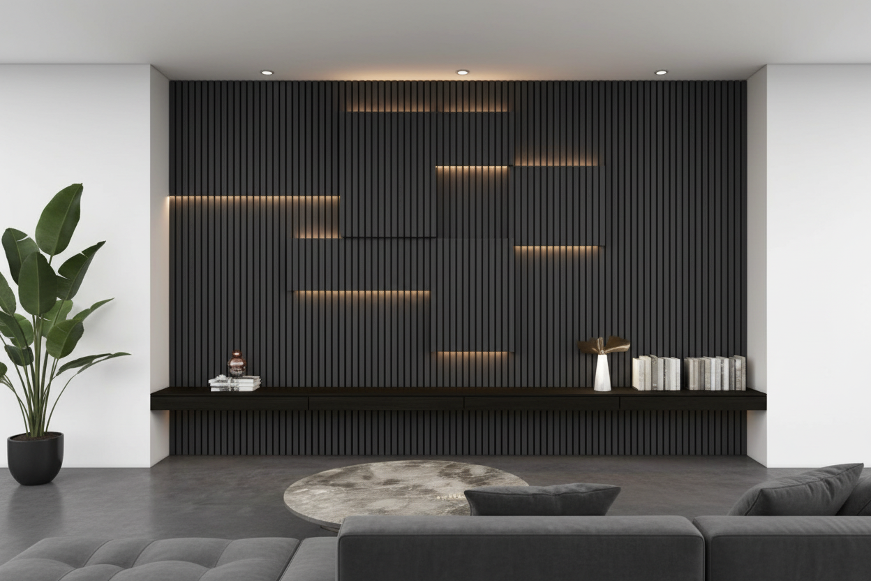 Akoestische Wandpanelen Black Oak – 270 x 60 x 2,2 cm