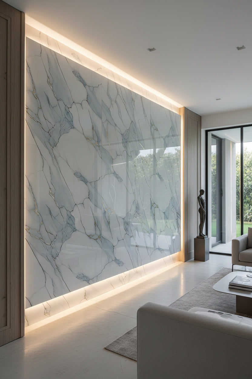 PVC Wandpanelen 280x122x3mm - blauw/goud