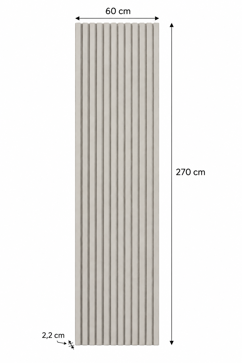 Akoestische wandpanelen Beige kleurcode 99 – 270 x 60 x 2,2 cm