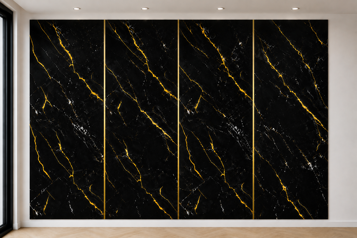 PVC Wandpanelen 280x122x3mm - Zwart/goud kleurcode 9