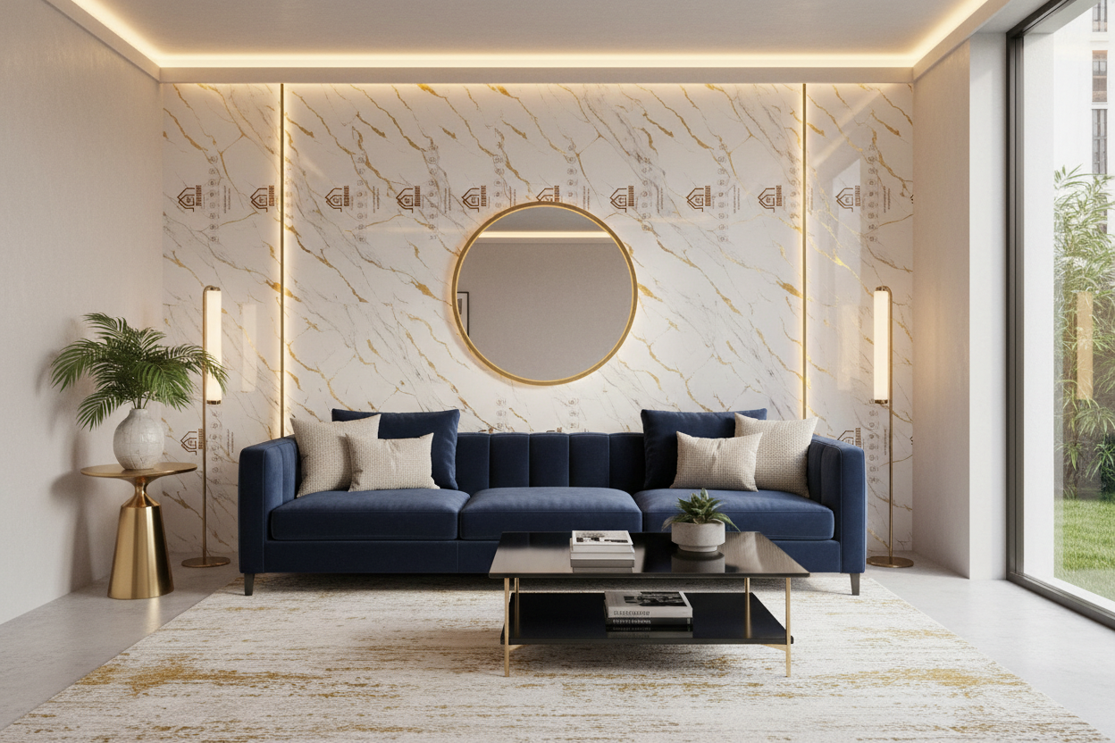 PVC Wandpanelen 280x122x3mm Wit/Goud