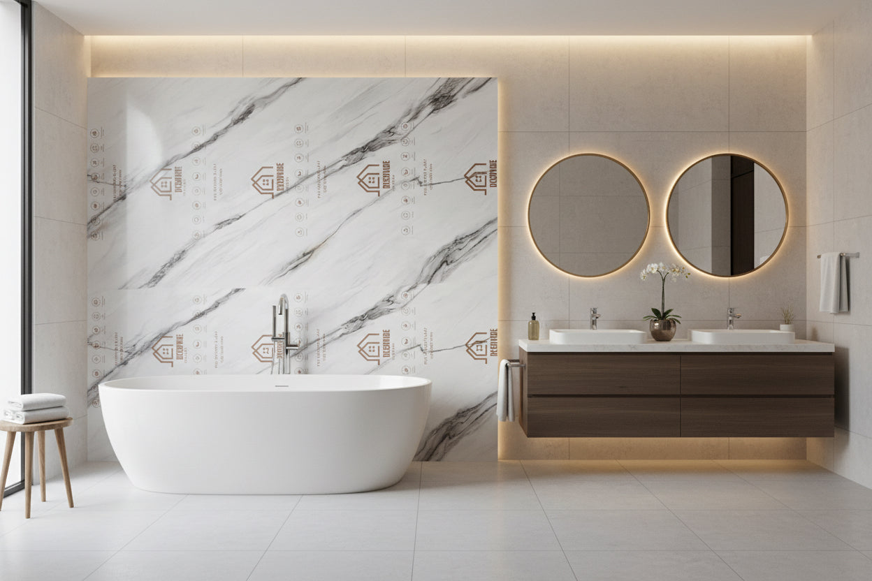 PVC Wandpanelen 280x122x3mm - Wit/Grijs