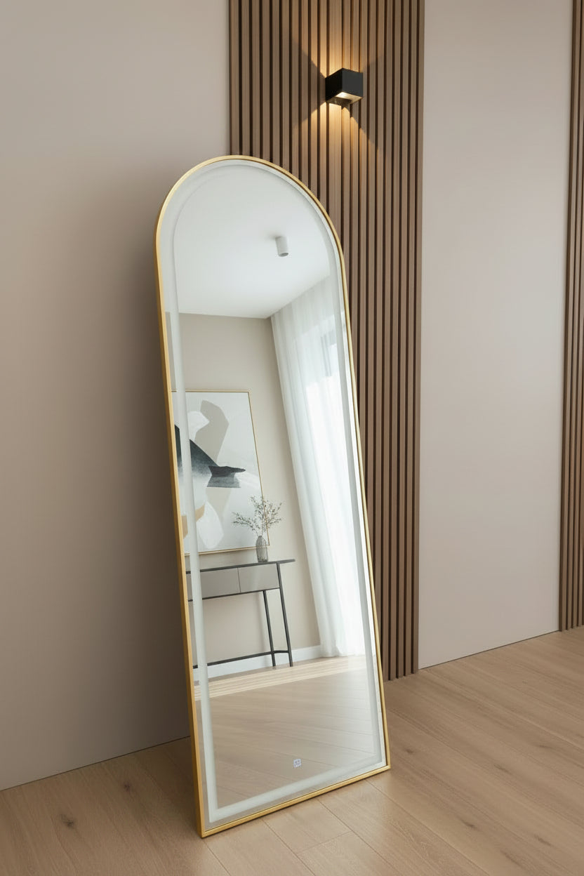 Full Body Staanspiegel 170x60 – LED Verlichting & Brons Design