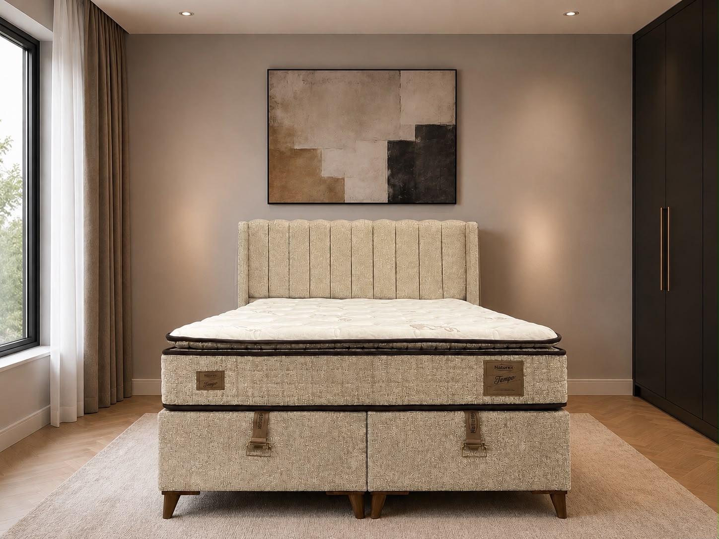 Boxspring taupe 160 x 200 cm