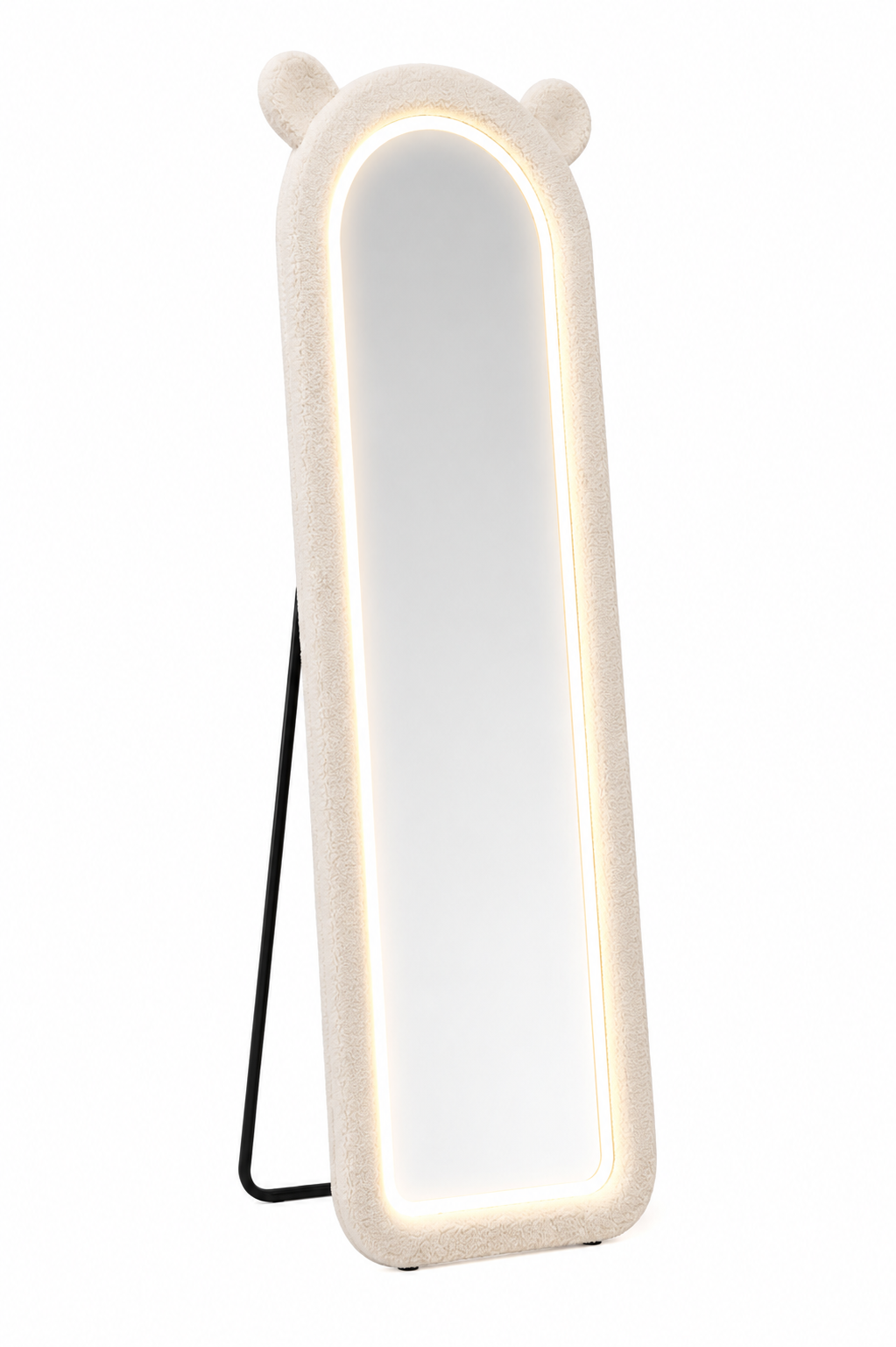 DecoVibe Panda Style Staande Spiegel 170x60 cm – Witte Teddy Passpiegel met Oortjes – Dimbare LED Verlichting – 3 Lichtkleuren – Touchbediening