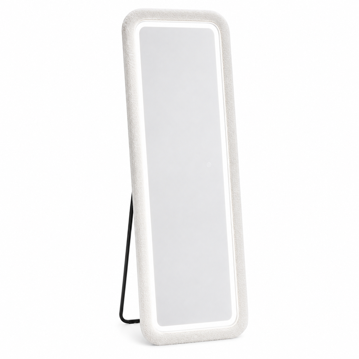 Decovibe Rechthoekige Staande Spiegel 170x60 cm – Witte Teddy Passpiegel met Dimbare LED Verlichting – 3 Lichtkleuren – Touchbediening – Wandspiegel
