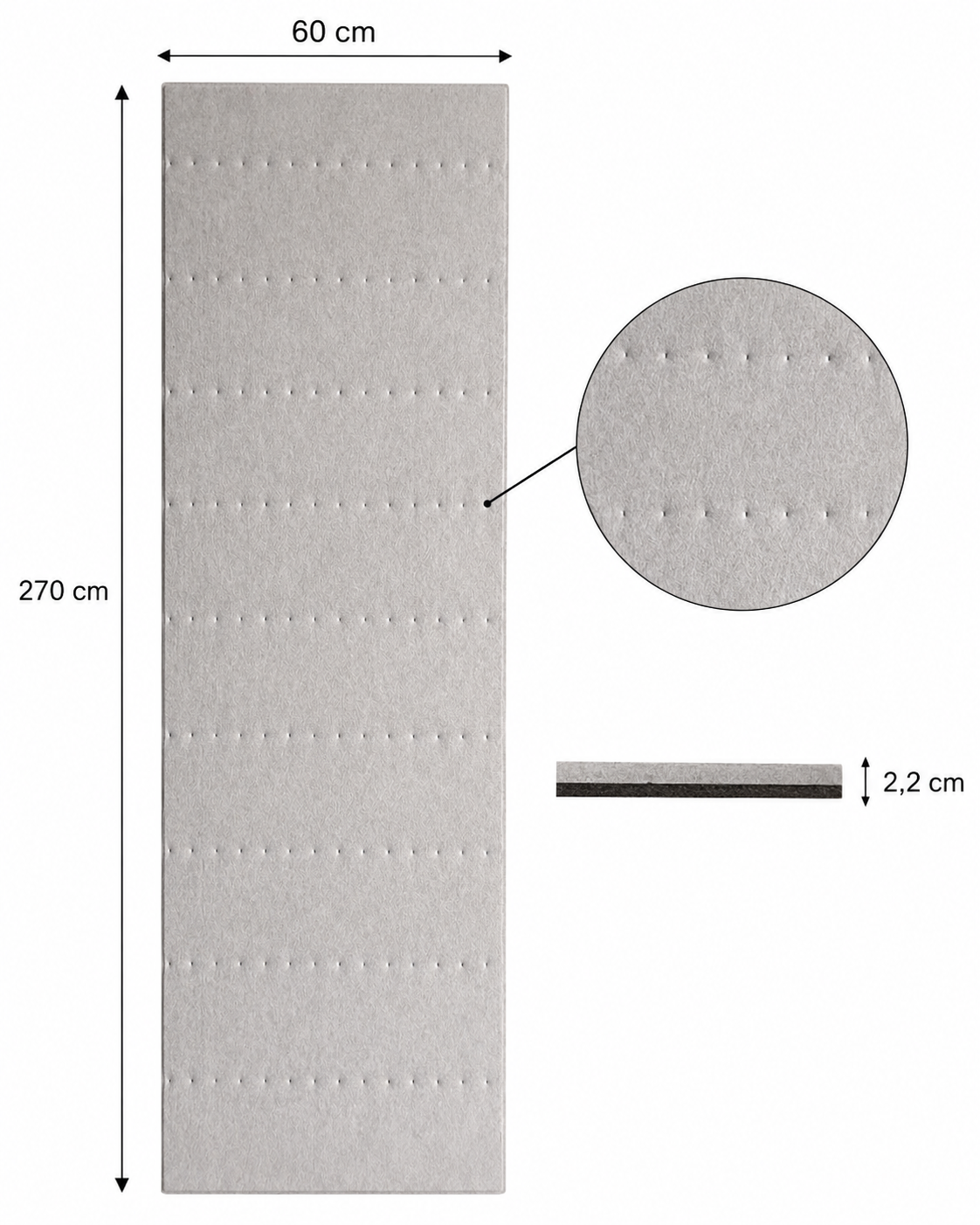 Akoestische wandpanelen Beige kleurcode 99 – 270 x 60 x 2,2 cm