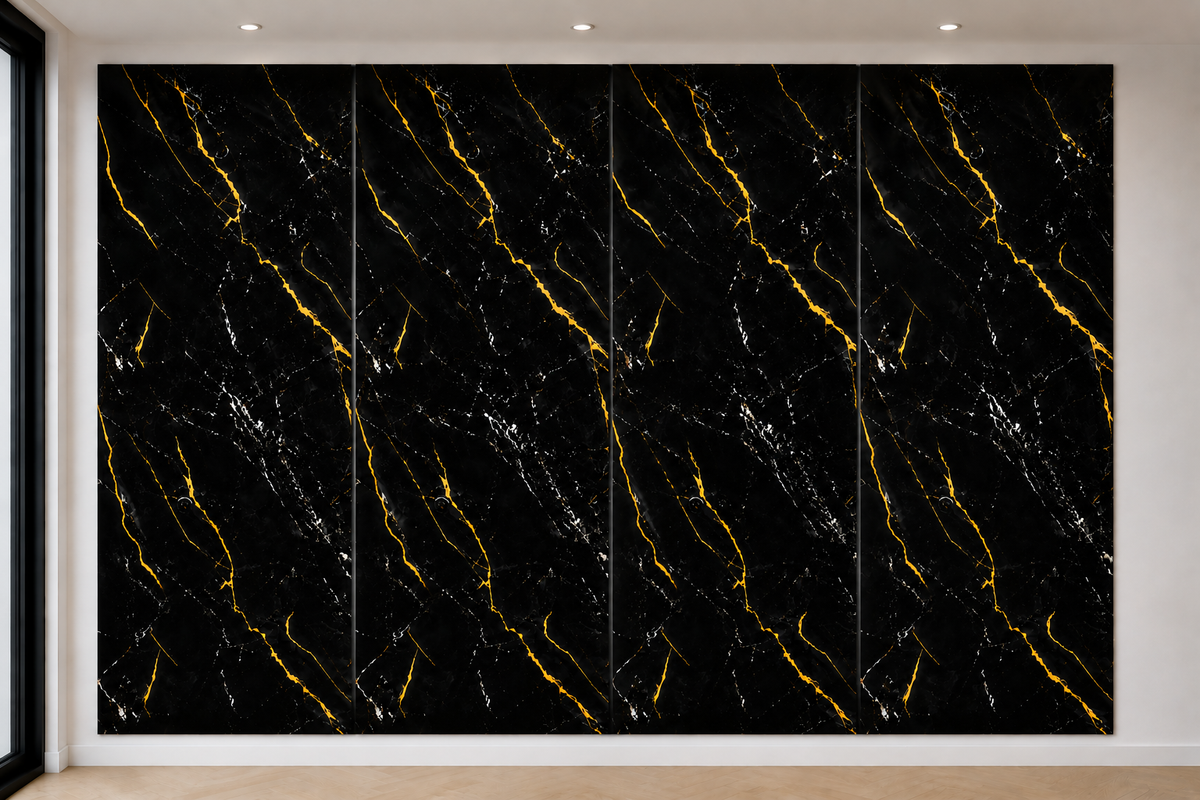 PVC Wandpanelen 280x122x3mm - Zwart/goud kleurcode 9