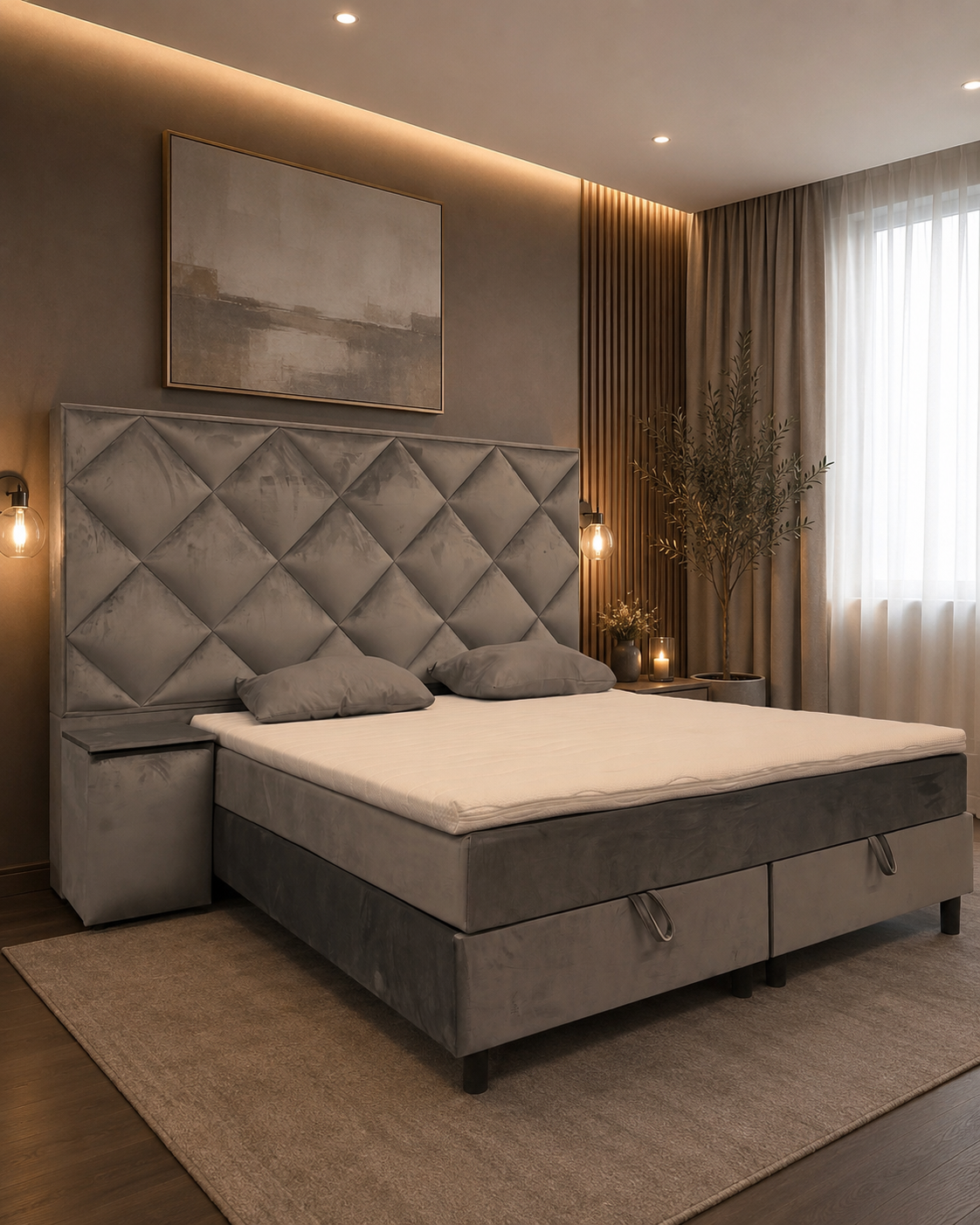 Boxspring Londen  180x200 – Luxe Bed met nachtkastjes